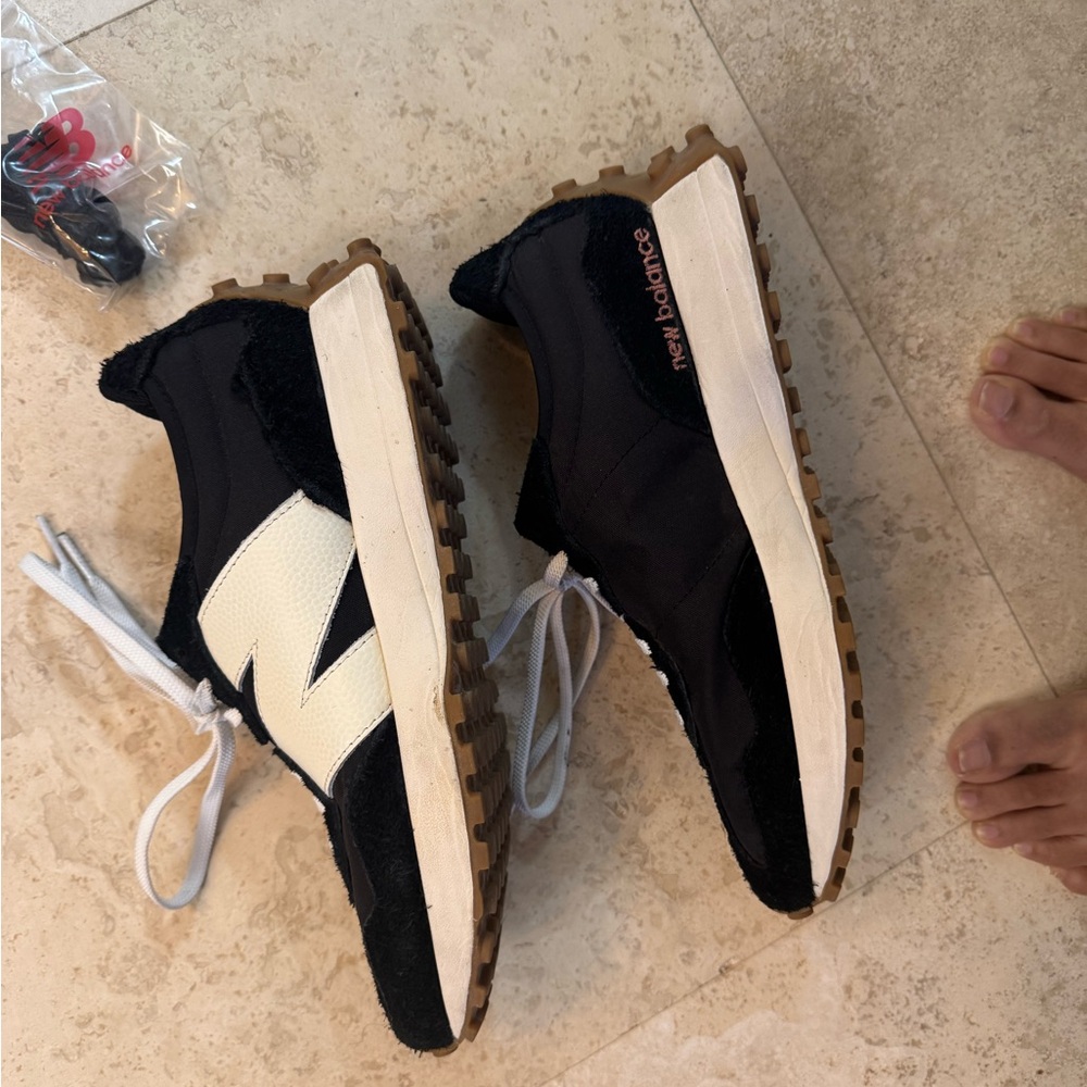 New Balance Black and White Low-Profile Running Sneakers - Picture 4 of 5
